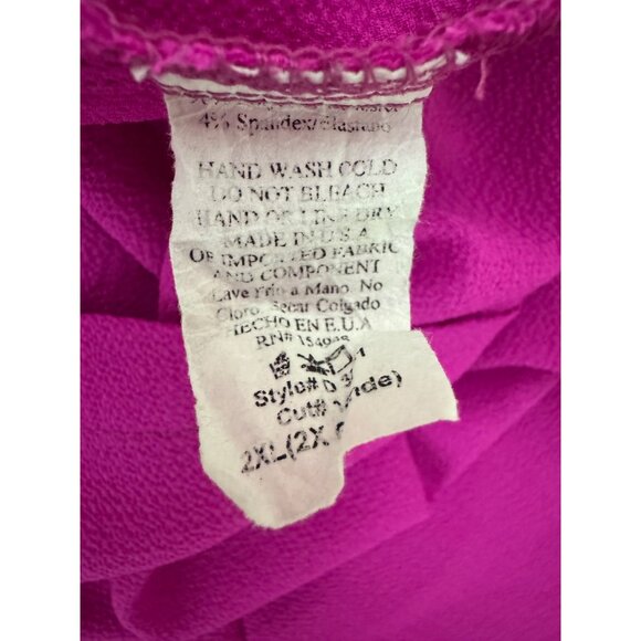 Bright Fuchsia V-Neck Tunic Shift Dress w/Pockets Size 2X 18 20 Plus Sz Summer - Picture 6 of 7